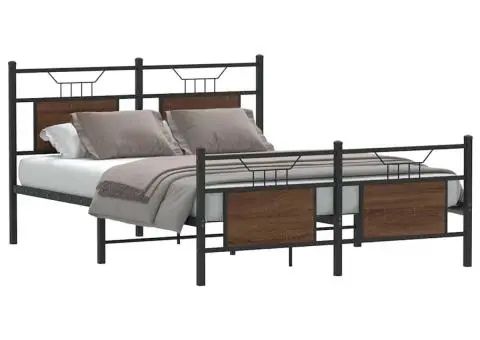 Cadru pat fără saltea stejar maro 140x200 cm lemn prelucrat - 1/5