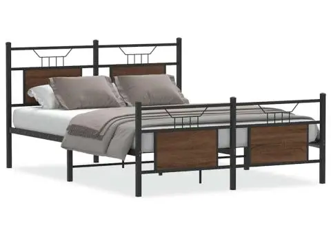 Cadru pat fără saltea stejar maro 140x200 cm lemn prelucrat - 2/5