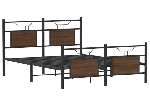 Cadru pat fără saltea stejar maro 140x200 cm lemn prelucrat - 3/5