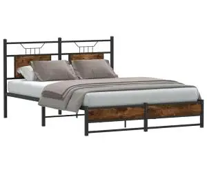 vidaXL Cadru pat fără saltea stejar fumuriu 150x200 cm lemn prelucrat