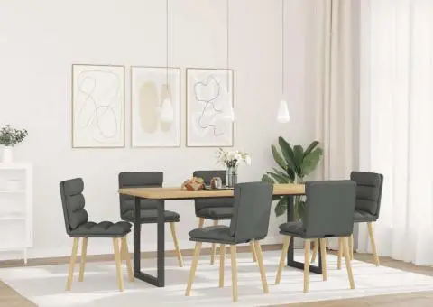 Scaune de sufragerie, 6 buc., gri închis, material textil - 1/5