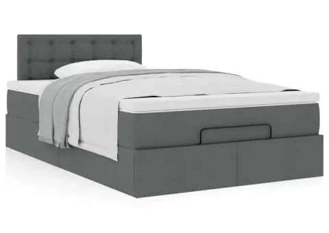 Pat otoman cu saltea țesătură gri închis 120x190 cm - 4/5