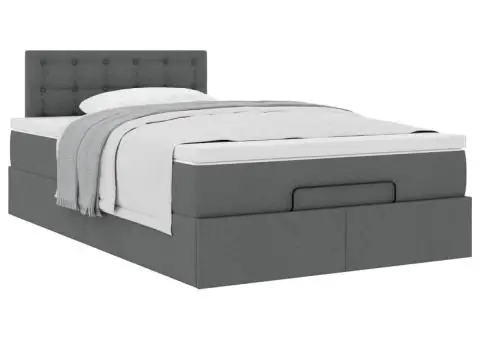 Pat otoman cu saltea țesătură gri închis 120x190 cm - 5/5