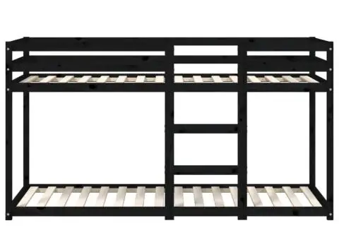 Pat supraetajat, negru, 90x200 cm, lemn masiv de pin - 5/5