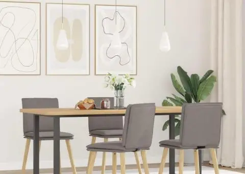 Scaune de sufragerie, 4 buc., gri taupe, material textil - 1/5