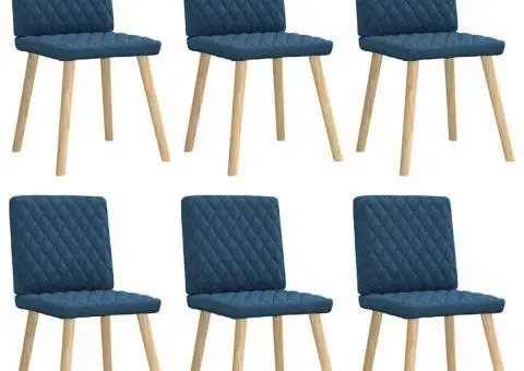Scaune de sufragerie, 6 buc., albastru, material textil - 1/5