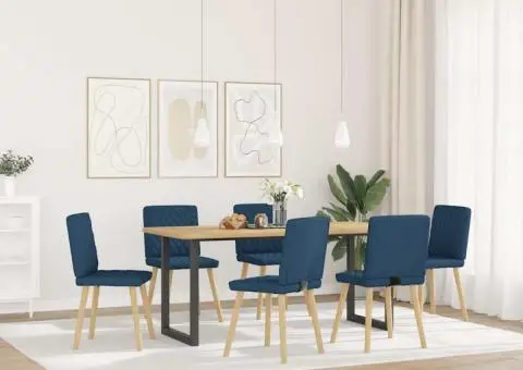 Scaune de sufragerie, 6 buc., albastru, material textil - 2/5