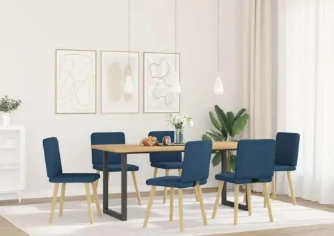 Scaune de sufragerie, 6 buc., albastru, material textil - 2/5