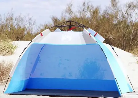 Cort camping 2 persoane albastru azur impermeabil setare rapidă - 1/5