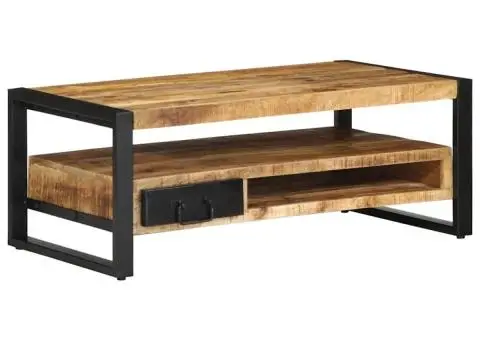 Măsuță de cafea, 90x50x36 cm, lemn masiv de mango brut - 1/5