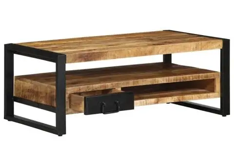 Măsuță de cafea, 90x50x36 cm, lemn masiv de mango brut - 3/5