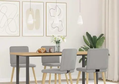 Scaune de sufragerie 4 buc țesătură gri nor - 2/5