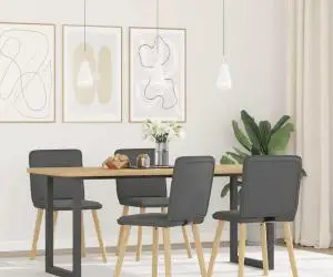 vidaXL Scaune de bucătărie pivotante, 4 buc., gri închis, textil
