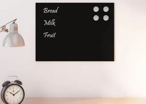 Tablă magnetică de perete neagră 40x30 cm, sticlă securizată - 1/5