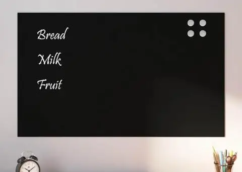 Placă magnetică de perete neagră 100x60 cm sticlă securizată - 1/5