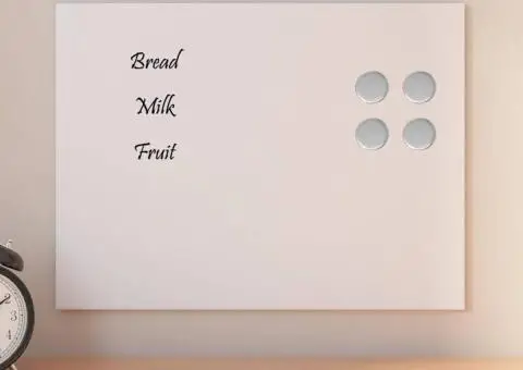 Tablă magnetică de perete, alb, 40x30 cm, sticlă securizată - 1/5