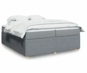 vidaXL Pat box spring cu saltea, gri deschis, 200x200 cm, textil