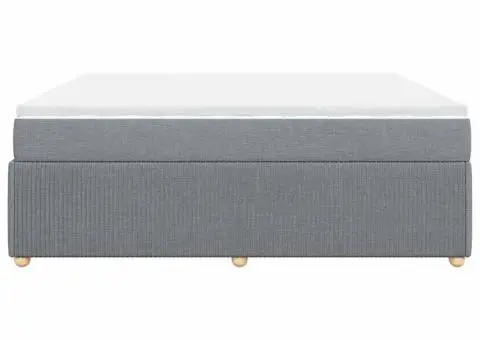 Pat box spring cu saltea, gri deschis, 200x200 cm, textil - 5/5