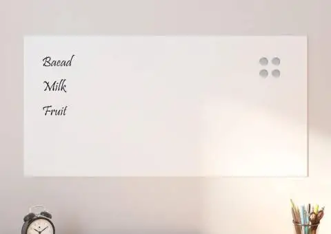 Tablă magnetică de perete, alb, 100x50 cm, sticlă securizată - 1/5