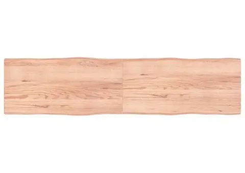 Blat masă, 200x50x(2-4) cm, maro, lemn tratat contur organic - 1/5