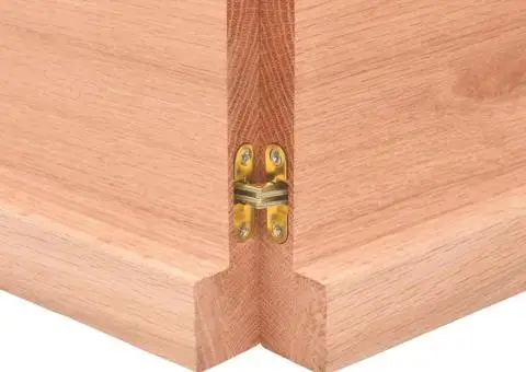 Blat masă, 200x50x(2-4) cm, maro, lemn tratat contur organic - 4/5