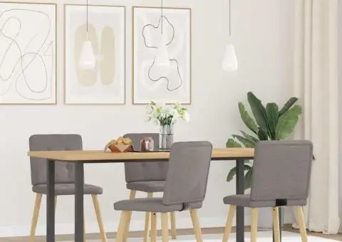 Scaune de sufragerie, 4 buc., gri taupe, material textil - 2/5