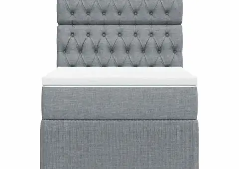 Pat box spring cu saltea, gri deschis, 90x200 cm, textil - 4/5