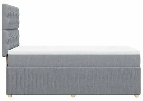 Pat box spring cu saltea, gri deschis, 90x200 cm, textil - 5/5