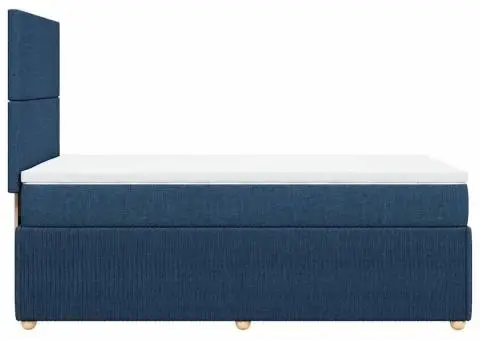 Pat box spring cu saltea, albastru, 90x190 cm, textil - 5/5