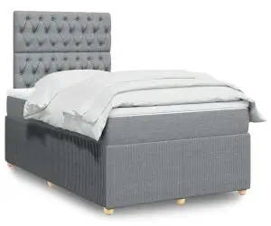 vidaXL Pat box spring cu saltea, gri deschis, 120x190 cm, textil