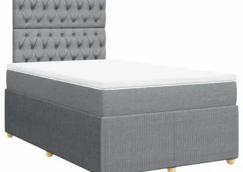 Pat box spring cu saltea, gri deschis, 120x190 cm, textil - 2/5