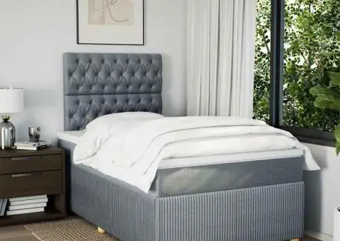 Pat box spring cu saltea, gri deschis, 120x190 cm, textil - 3/5