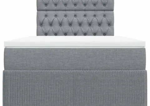 Pat box spring cu saltea, gri deschis, 120x190 cm, textil - 4/5