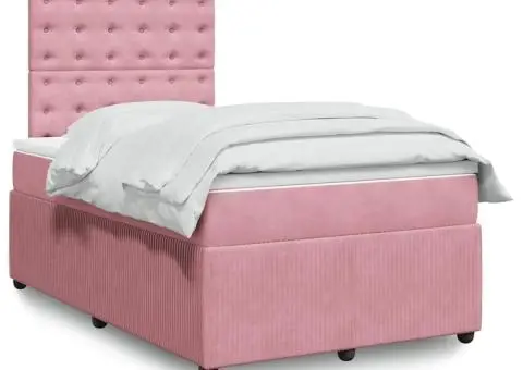 Pat box spring cu saltea, negru, 120x190 cm, catifea - 1/5