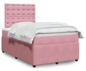 vidaXL Pat box spring cu saltea, negru, 120x190 cm, catifea