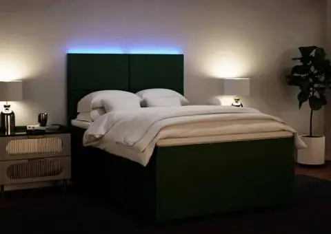 Pat box spring cu saltea, verde închis, 140x200 cm, catifea - 4/5