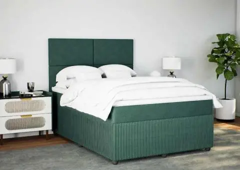 Pat box spring cu saltea, verde închis, 140x200 cm, catifea - 5/5