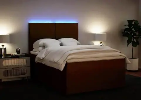 Pat box spring cu saltea, roz, 140x200 cm, catifea - 4/5