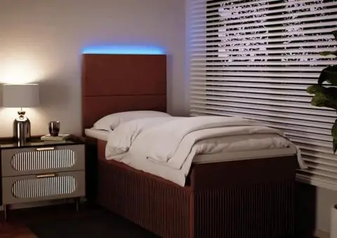 Pat box spring cu saltea, roz, 80x200 cm, catifea - 4/5