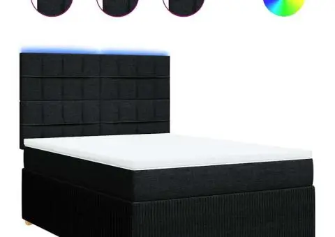 Pat box spring cu saltea, negru, 160x200 cm, textil - 2/5