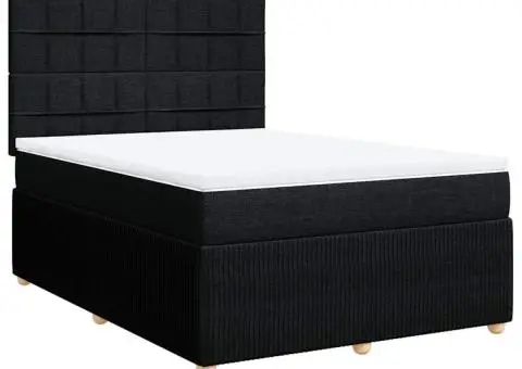 Pat box spring cu saltea, negru, 160x200 cm, textil - 3/5