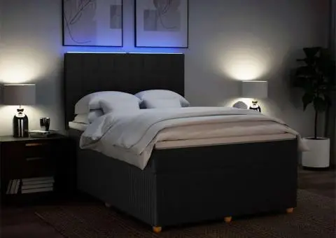 Pat box spring cu saltea, negru, 160x200 cm, textil - 4/5