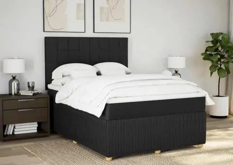 Pat box spring cu saltea, negru, 160x200 cm, textil - 5/5