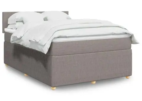 Pat box spring cu saltea, gri taupe, 160x200 cm material textil - 1/5