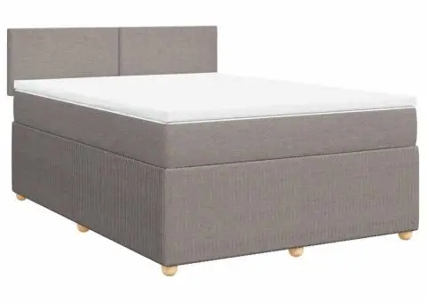 Pat box spring cu saltea, gri taupe, 160x200 cm material textil - 2/5