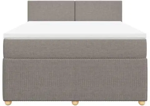 Pat box spring cu saltea, gri taupe, 160x200 cm material textil - 4/5