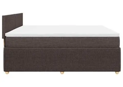 Pat box spring cu saltea, maro închis, 200x200 cm, textil - 5/5