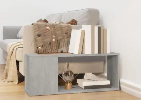 Comodă TV, gri beton, 80x24x32 cm, PAL - 1/5