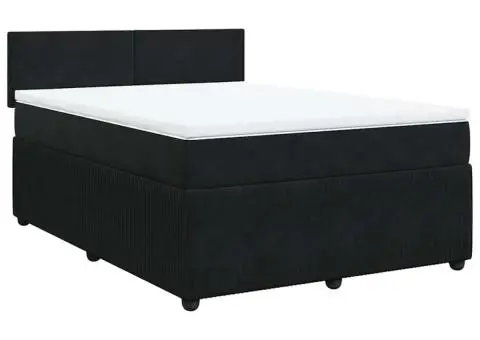Pat box spring cu saltea, negru, 140x190 cm, catifea - 2/5