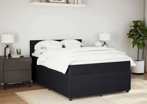 Pat box spring cu saltea, negru, 140x190 cm, catifea - 3/5